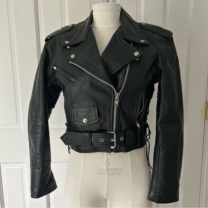 Vintage Cropped Leather King Moto Jacket
